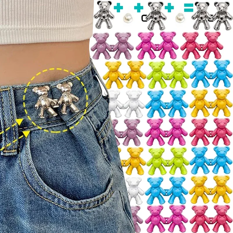 Convenient Jeans Waist Buckle Light Little Bear Tighten Clothing Clasp Fastener No Need for Sewing Tighten Pants Waist Button