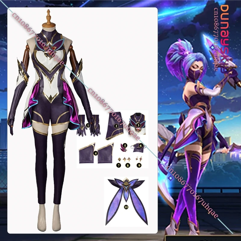 Star Guardian Akali Cosplay Costume AKALI Women Cosplay Outfit Fullsets Glows In The Dark Prop Accessory 25Halloween Cos Costume