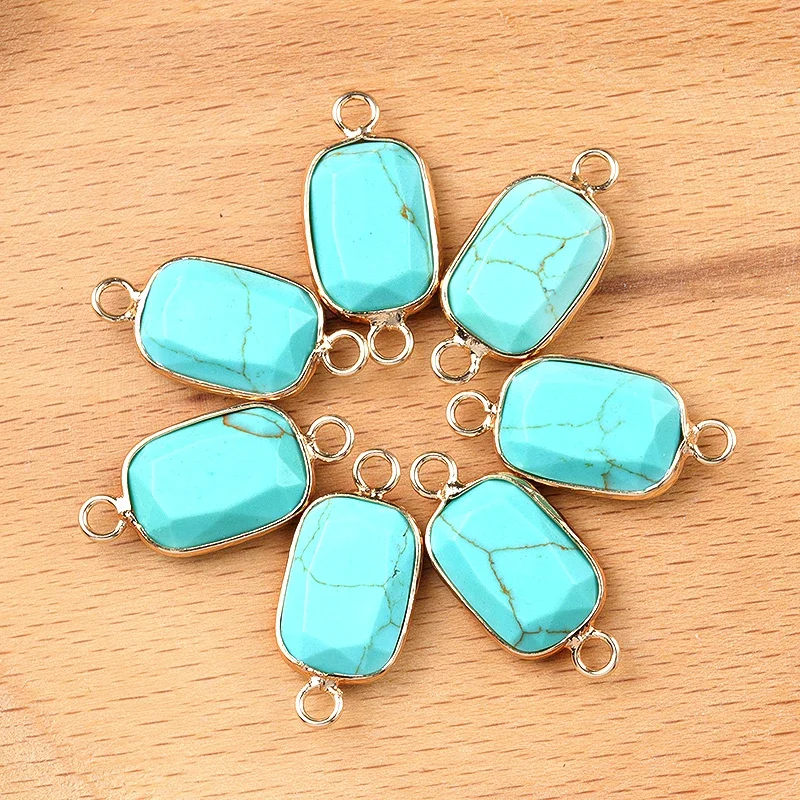 1 قطعة 12x16 مللي متر الأحجار الكريمة موصل ثقب مزدوج مربع الشكل الأوجه الذهبي المعادن متفوقا 13 ألوان DIY بها بنفسك لصنع قلادة أساور #6