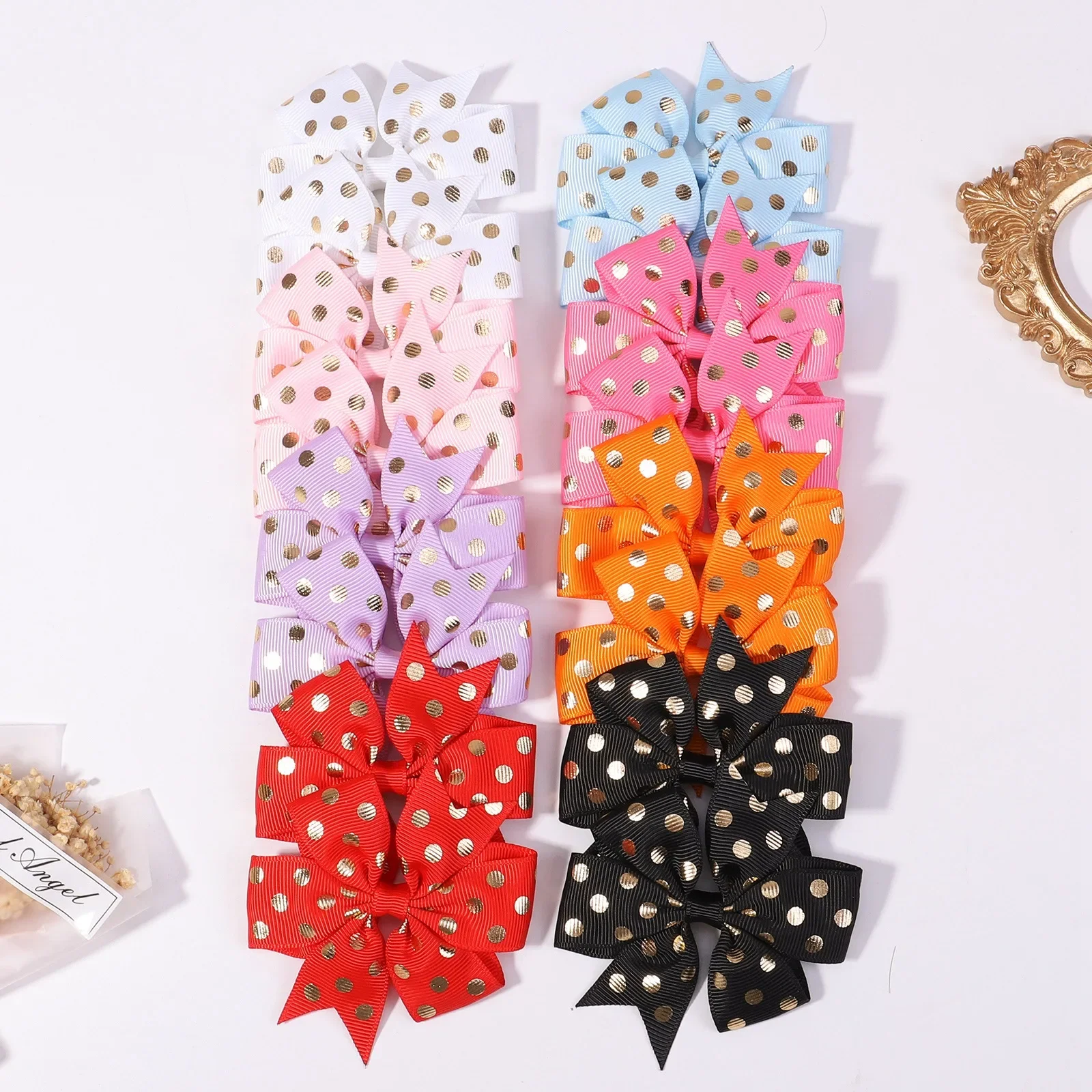 2Pcs/Lot Print Point Big Bows Hair Clips for Kids Girls Bowknots Hairpins Hair Decorate Headwear Sweet Hair Accesories Gifts