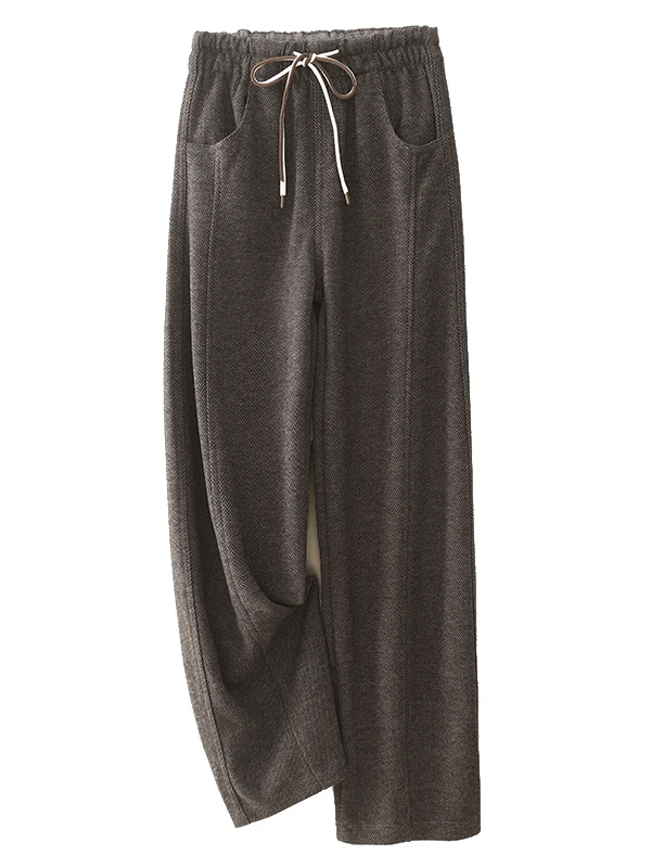 السراويل الفنية غير الرسمية النسائية Faion Thi الدافئة بسيطة Sle الخريف الشتاء السراويل الساق المستقيمة تنوعا مريحة الترفيه... #4