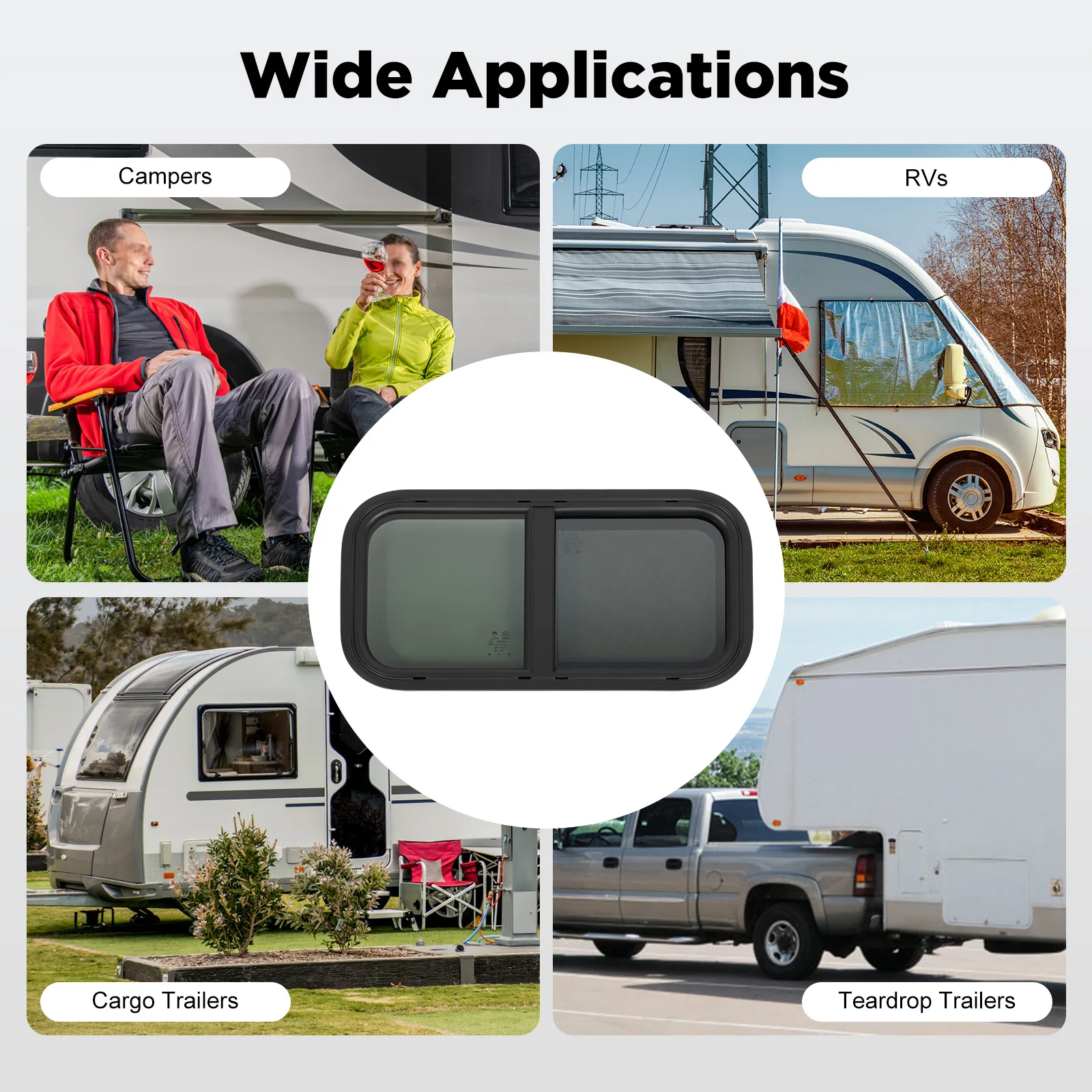 RV نافذة قافلة نافذة جانبية 700x400 مللي متر/600x300 مللي متر نافذة منزلقة ملونة نافذة فان التخييم مع شاشة الحشرات لمقطورات RVs