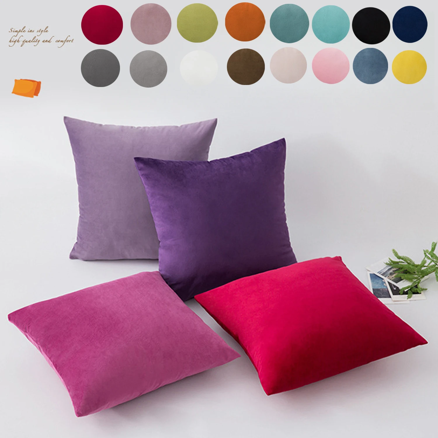 

Candy Colors Soft Velvet Cushion Covers Plaid Pillowcases for Living Room Sofa Nordic Home Decor Simple Throw Pillow Cover