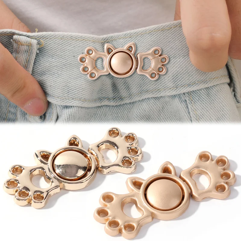 Cat Caw Jeans Button Pins Pants Snap Fastener Adjustable Tightener Waist Buckle DIY Clothing Jeans Sewing-free Buttons