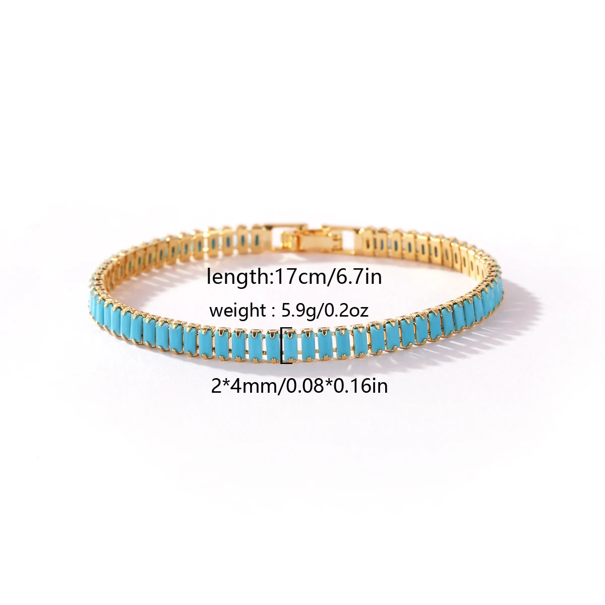 Hochwertige Modische Einfache Blaue Türkis-CZ Gestapelte Tennis-Armbänder für Damen und Herren Nischendesign Perfektes Schmuckgeschenk Großhandel – Detail 9