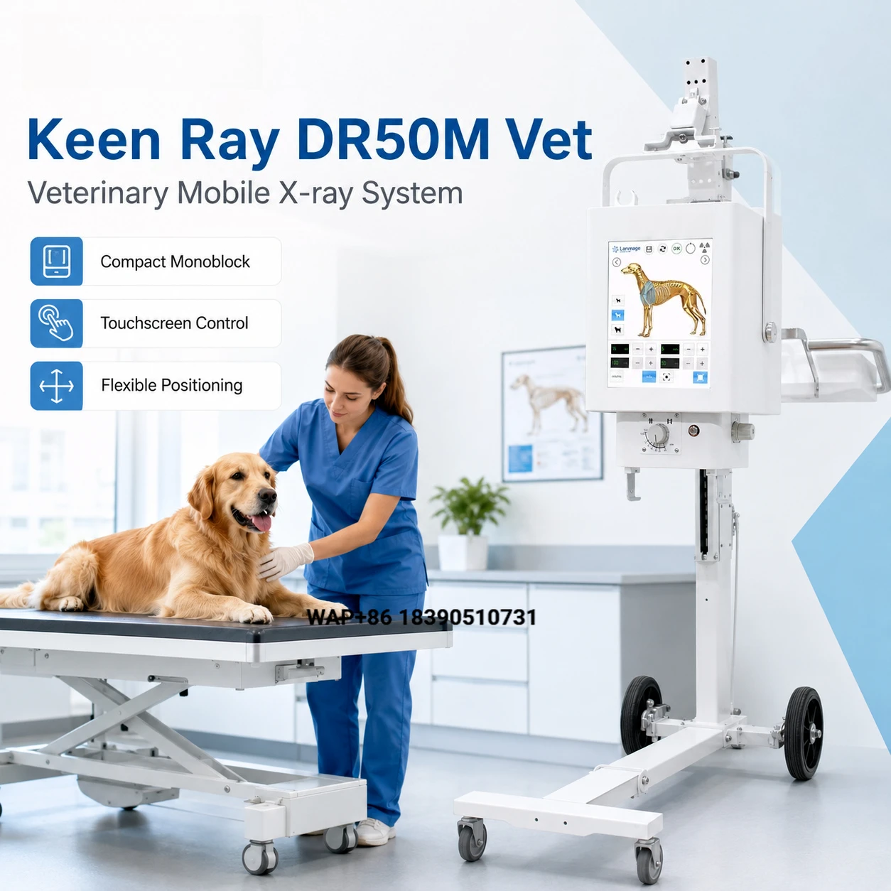Portable veterinary animal X-ray equipment: high-resolution imaging for use in veterinary clinics, hospitals, and veterinary app