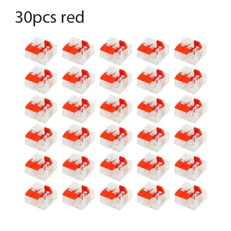 Wire Splice Connectors 3 Pin 32A Lever Quick Terminal Block 30Pcs Electrical Cable Connector for DIY Home Building Red