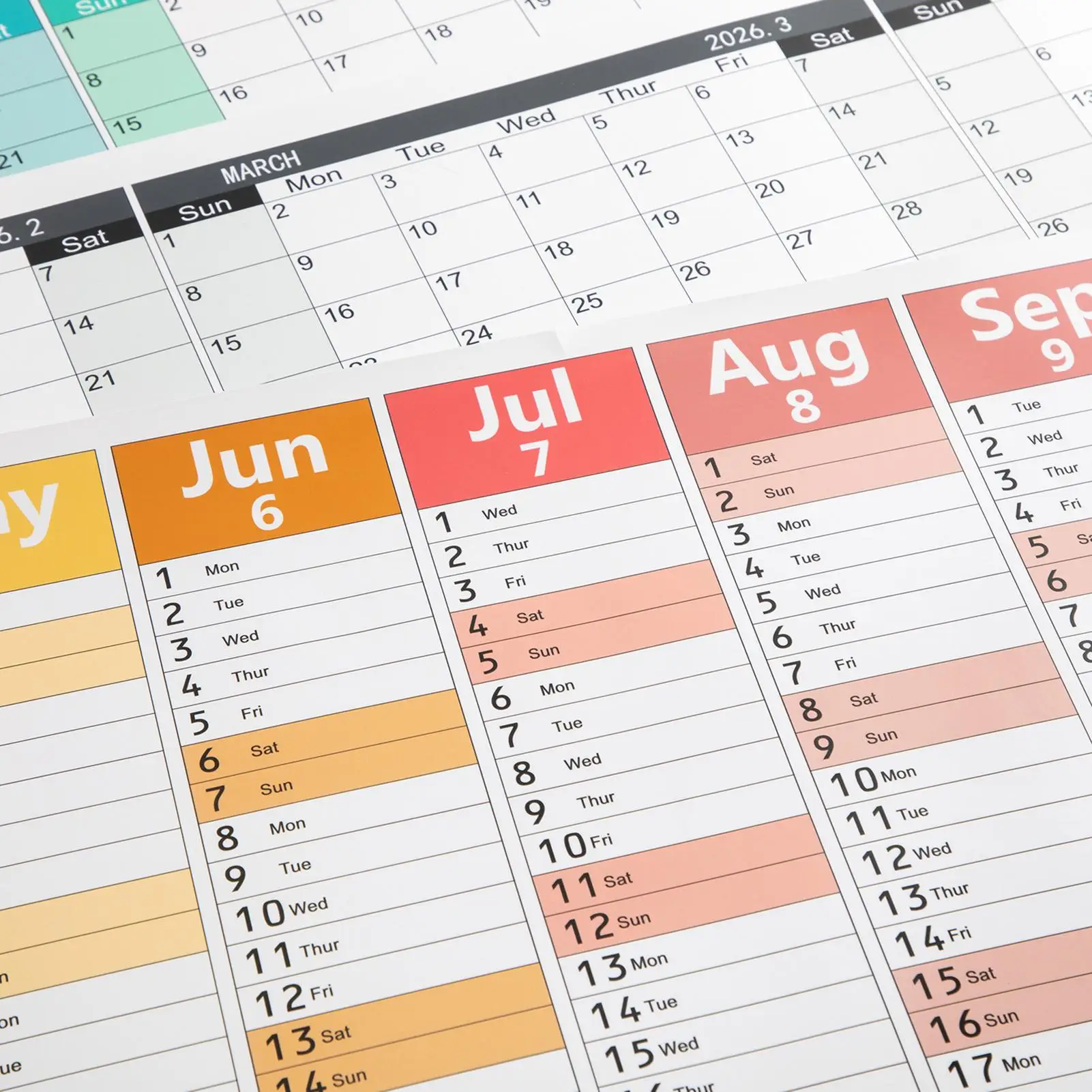 تقويم حائط إنجليزي لعام 2026، مخطط جداري جاف للمسح، مخطط جدول الأعمال، ورق سميك، السنة الجديدة، تقويم كبير لمكتب المدرسة المنزلية