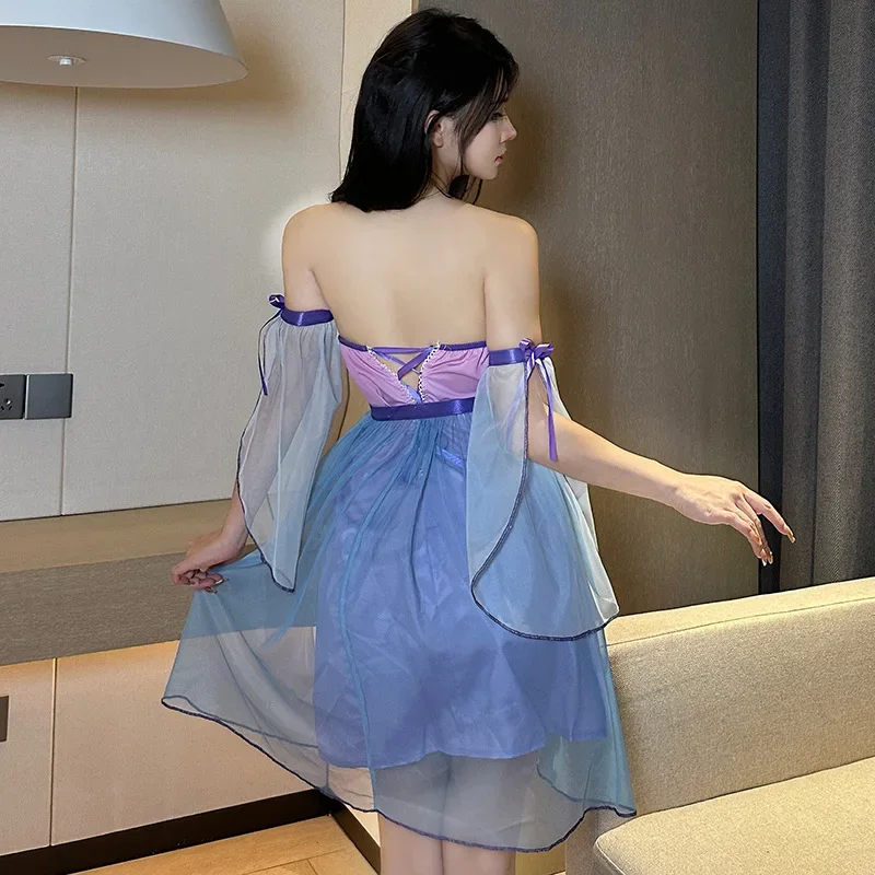 فستان هانفو مثير للنساء ، تنورة شاش تقليدية ، على الطراز الصيني ، زي لعب دور الراقصة ، إغراء ، تحسين الملابس الداخلية