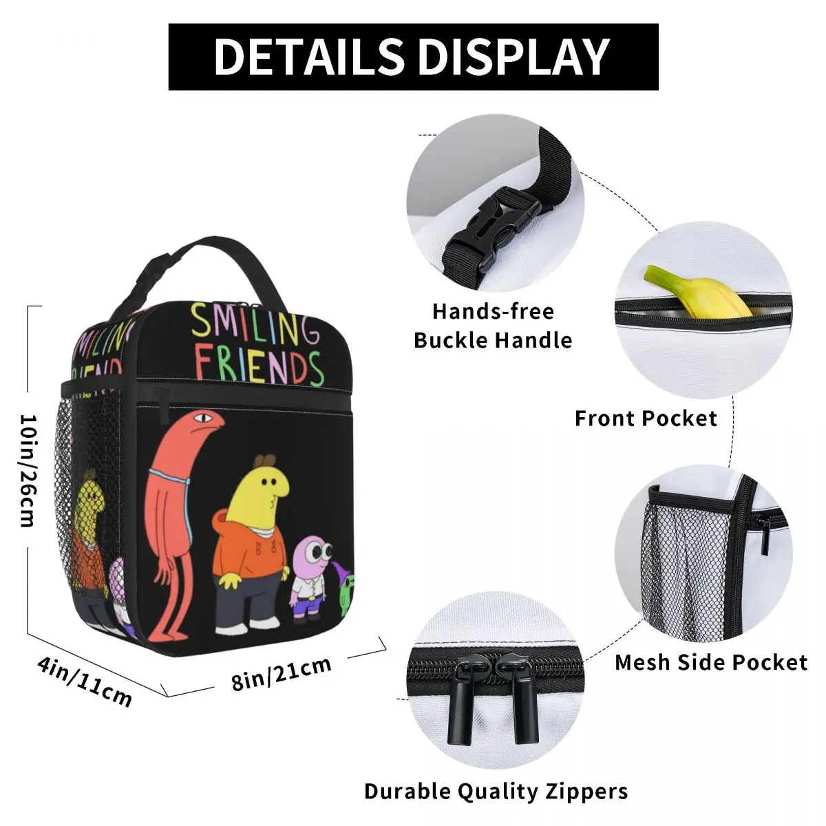 Todos Sorrindo Amigos Design Isolado Lunch Bag, Leakproof Recipiente De Refeição, Saco Térmico, Tote Lunch Box, Piquenique Da Praia, Menina e Menino