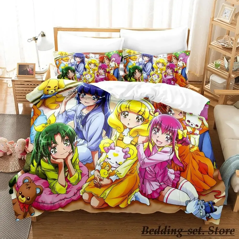 Smile PreCure! Bedding Set Single Twin Full Queen King Size Bed Set Adult Kid Bedroom Duvetcover Sets Anime parure de lit Bed