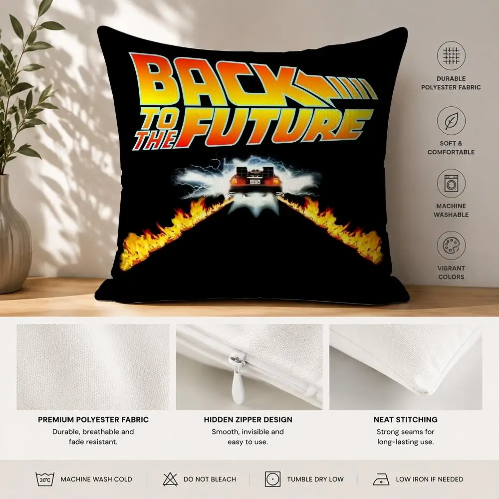 B-Back To The F-Future Cushion Cover 40x40cm Square Decorative Sofa Cushion Cover Bedroom Living Room Home Decor Gift