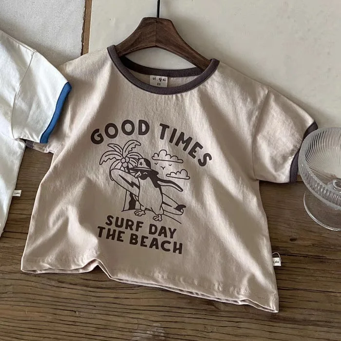 2024 Summer New Children Short Sleeve T-shirt Baby Boy Girl Casual Cotton Tees Infant Toddler Fashion Print Top Kids Clothes