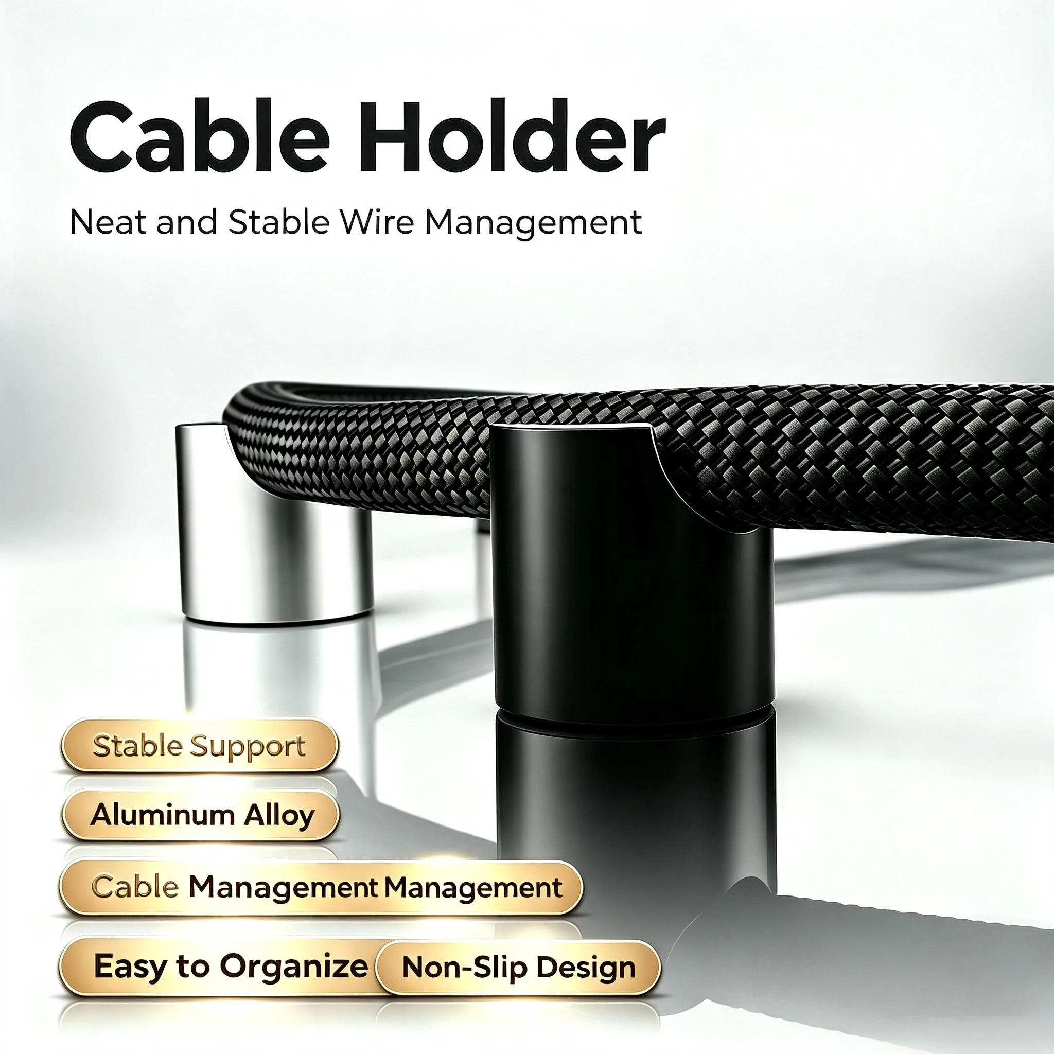 HiFi Audio Aluminum Alloy Cable Support Stand Wire Trestle Holder Anti‑Resonance Shock Absorbing Feet Pad for Interconnect Cable