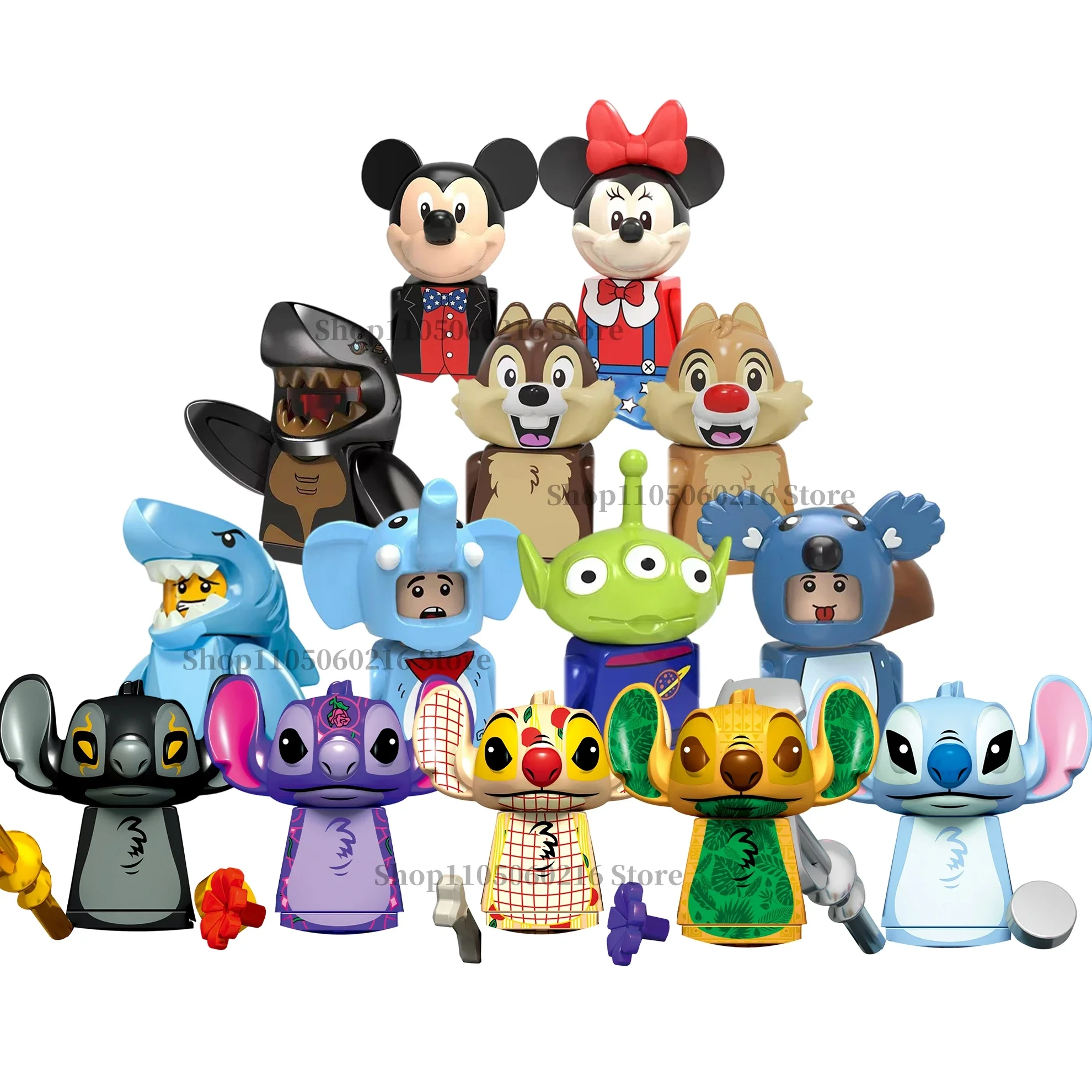 

Disney Cartoon Anime Blocks Bricks Stitch Mickey Animal Mini character building blocks Hot toys children's gift