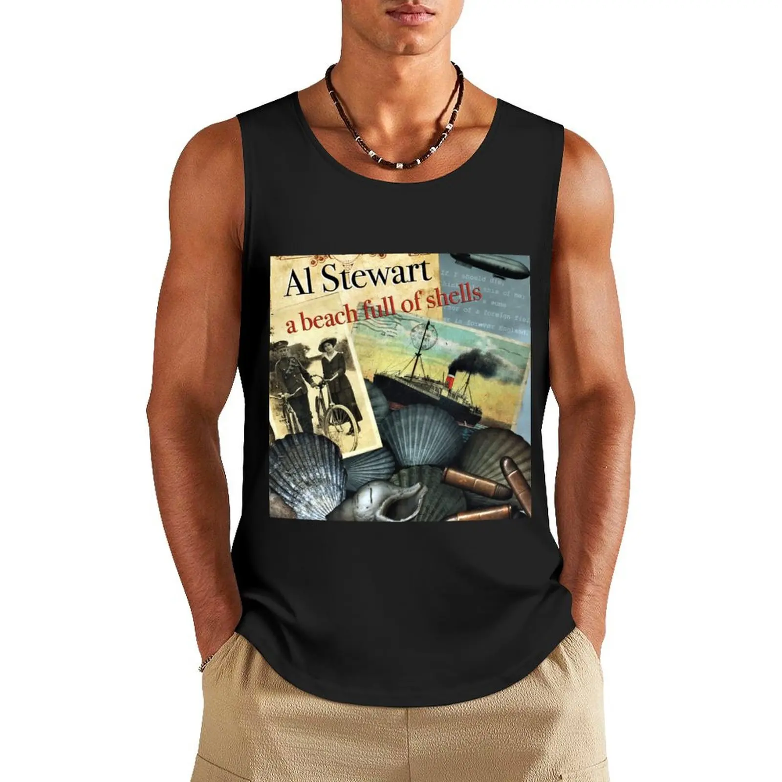 

A beach full of shells Tank Top Men's fitness t-shirt summer 2025 bodybuilding for men