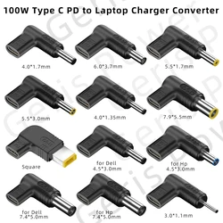 Convertidor de cargador de portátil para Lenovo, Asus, Hp, 65W, 90W, 100W, USB tipo C, PD a DC 4,5x3,0, 7,4x5,0, 4,0x1,35, 5,5x2,5, 5,5x1,7mm