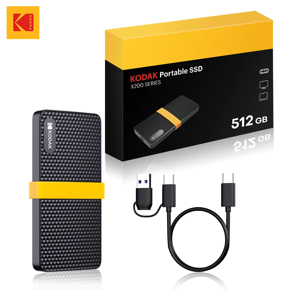 外付けハードディスク・ドライブ Kodak Portable SSD X200 2TB Kodak X200 Portable SSD 2TB 1TB USB 3.1 Type C External Drive Hard