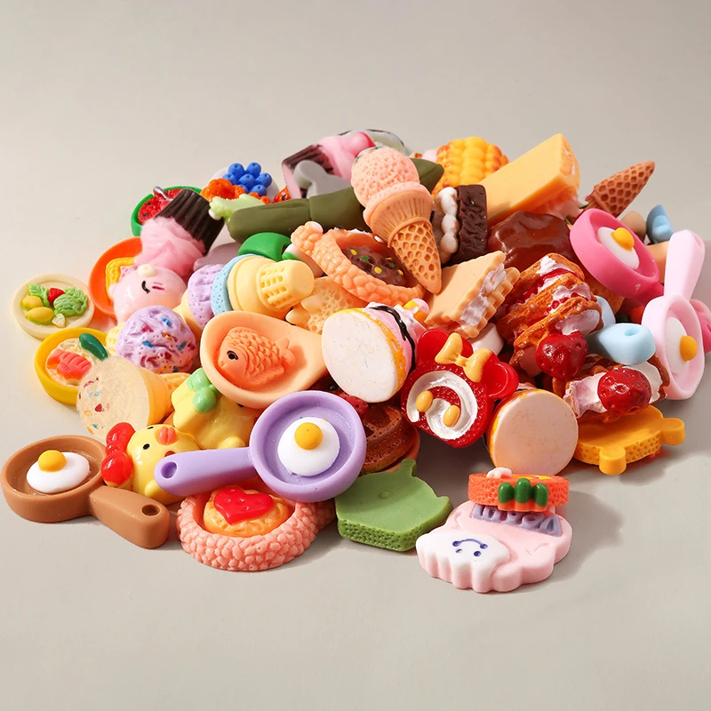 Leslie 10 Stück süße 3D Mini Lebensmittel Harz Eistüte Charms Anhänger für DIY Schmuckherstellung Zubehör Ohrring Halskette Handwerk – Detail 6