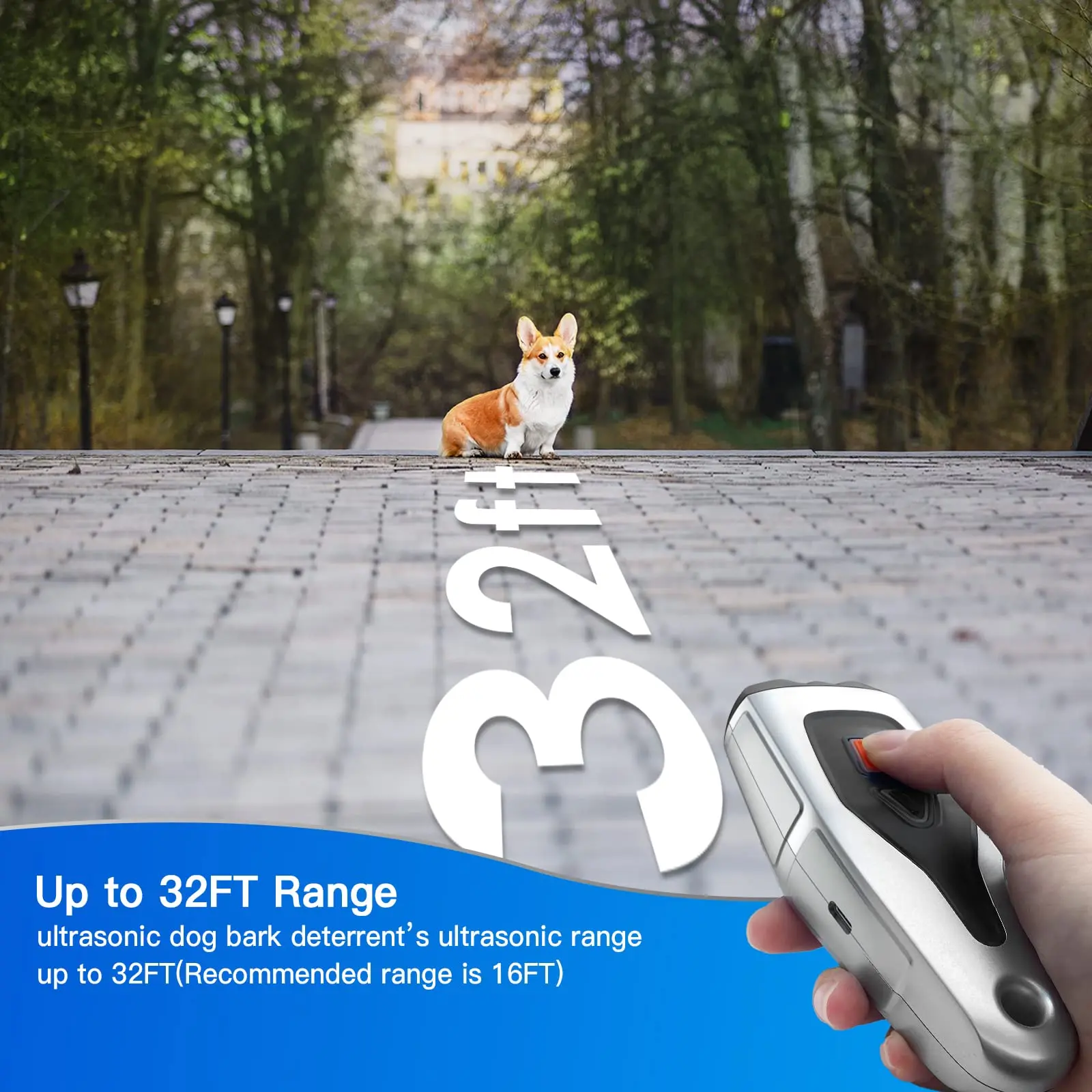 Ultrasonic Repeller Dog Barking Control Device Anti Barking Device with Dual Ultrasound Head High Power 32 FT Range Rechargeable