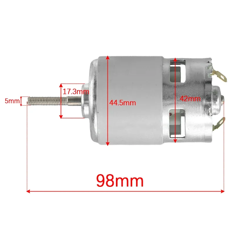 Power Tool Accessory RS755 DC 21V Motor for Lawn Mower Lithium Battery Grass Cutter Motor Replacement Parts with Long Shaft