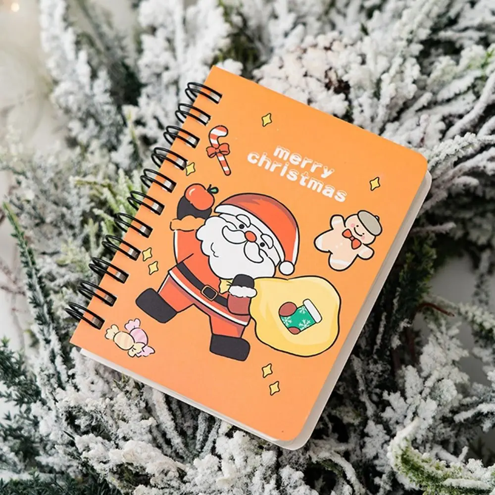 4Pcs/set Creative Detachable Christmas Coil Notepad Cute Cartoon Loose-leaf Notebook Thickened Side-flip Coil Book Students