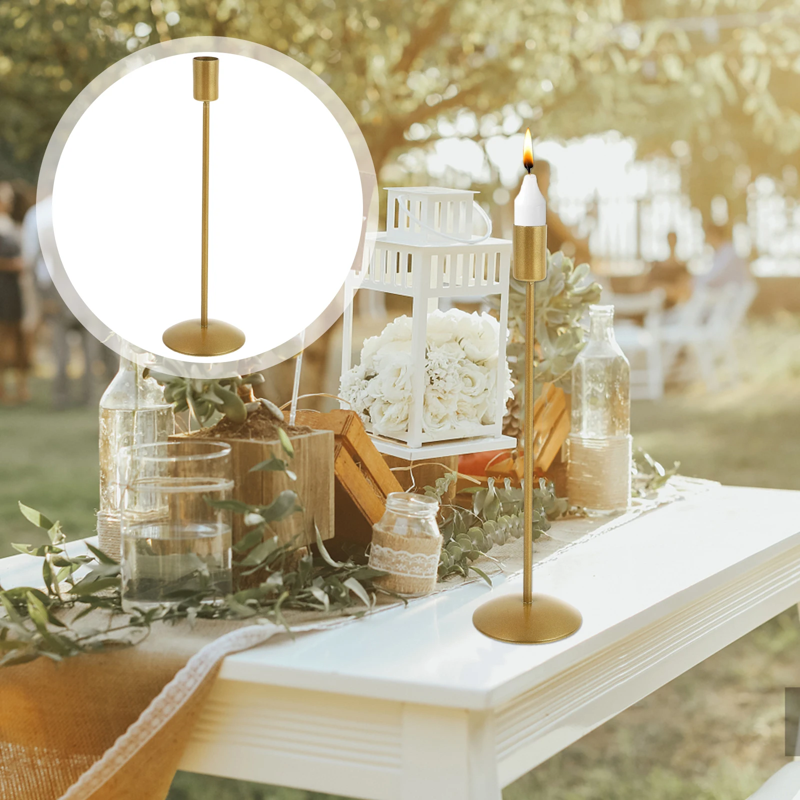 

1Pcs Metal Holder Decorative Candlestick Dining Room Kitchen Romantic Christmas Candlestick Ornament Metal Holder
