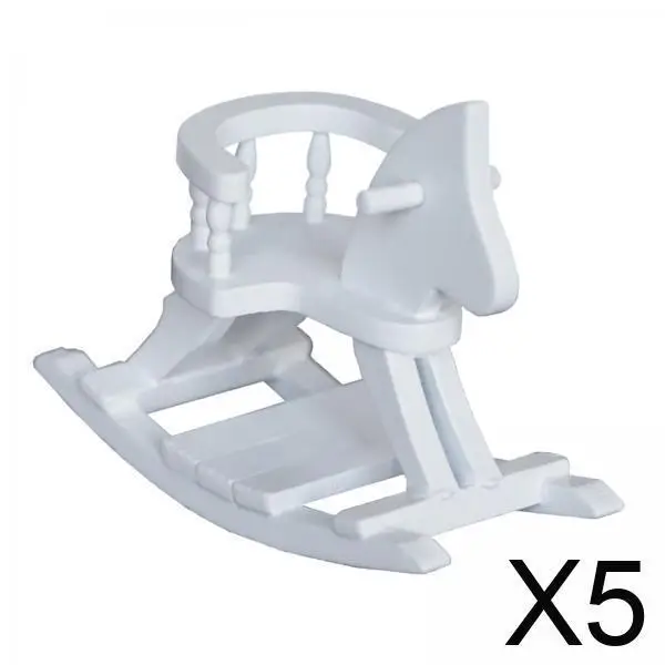

Miniature Rocking Horse Wooden Dollhouse Furniture 1 12 Scale White Decor for Kids Bedroom Nursery Toys