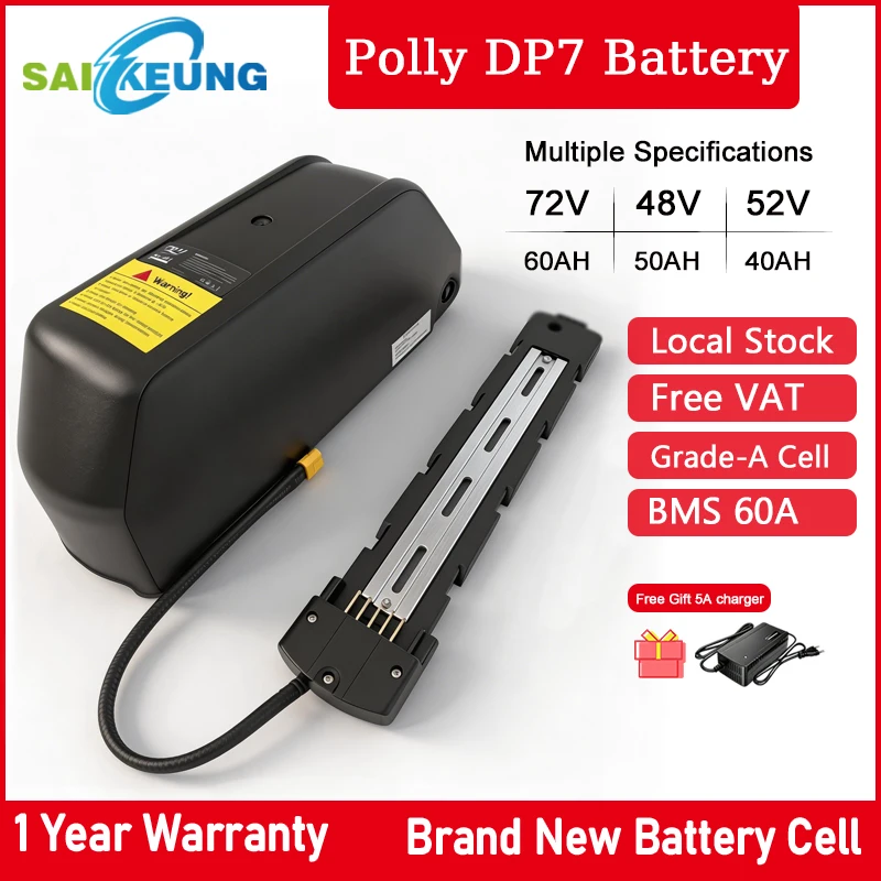 

Аккумулятор для электровелосипеда 48V50Ah Downtube Hailong Polly DP7 52V 36 60 72V 20 25 30Ah 35 40 60Ah 3000W 21700 литиевая батарея