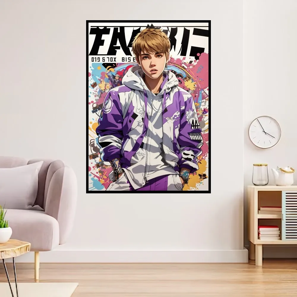 Singer J-Justin B-Bieber Drew Poster Prints Wall Painting Bedroom Living Room Decoration Office Small