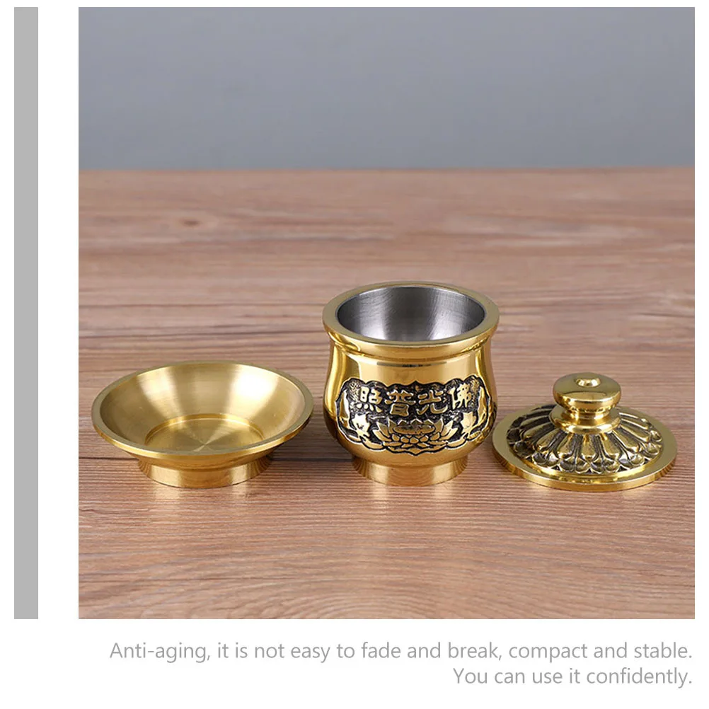 

Buddhist Water 300Ml Copper Luxury Temple Offering Cup Small Size Large Capacity Household Storage Holder
