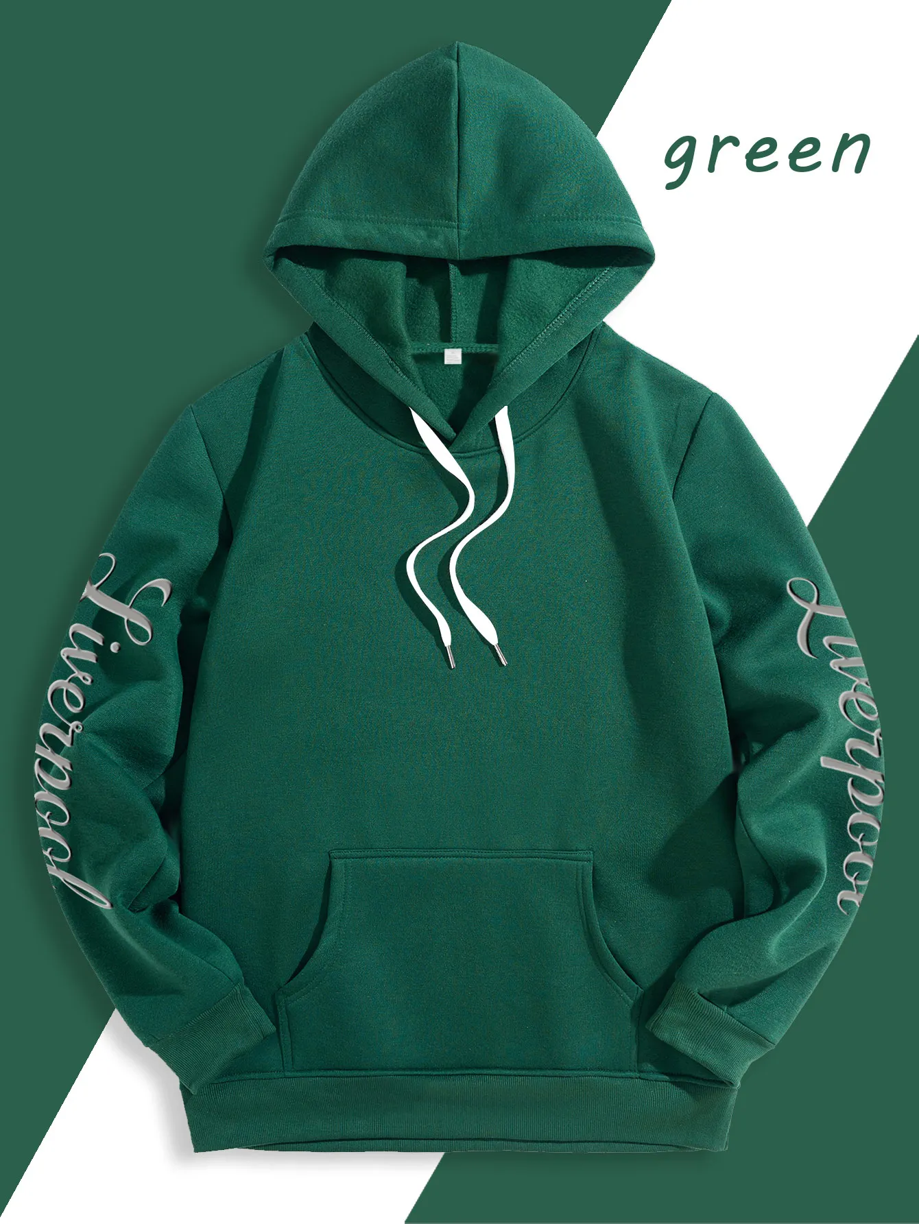 Herren Sport Hip-Hop Hoodie, Liverpool Schriftzug Textgrafik, Fleece-Gefüttertes Sweatshirt für Urbanen Streetstyle und Kaltes Wetter – Detail 10