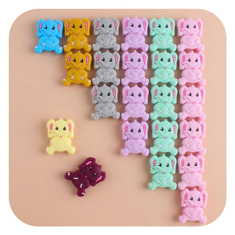 

ABCPICK 3pc Mini Focal Silicone Beads Cartoon Animals Elephant DIY Jewelry Making Pacifier Clip Accessories Charms For Bracelet