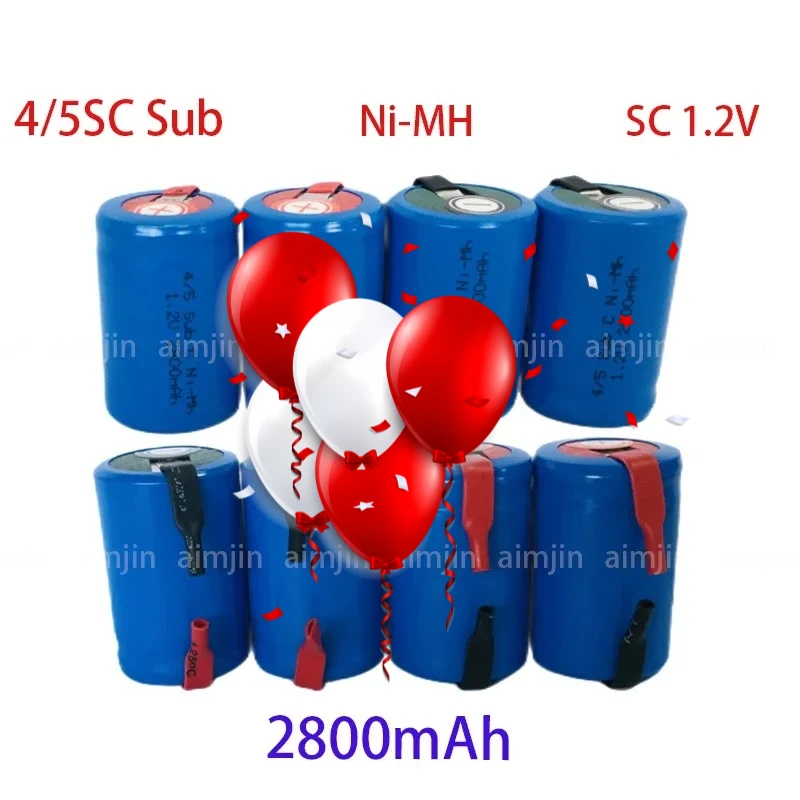 2026 جديد جودة عالية 4/5SC SC Sub C Li Po بطارية ليثيوم 1.2 فولت 2800 مللي أمبير بطارية NiMH قابلة للشحن مع قضيب لحام شحن مجاني