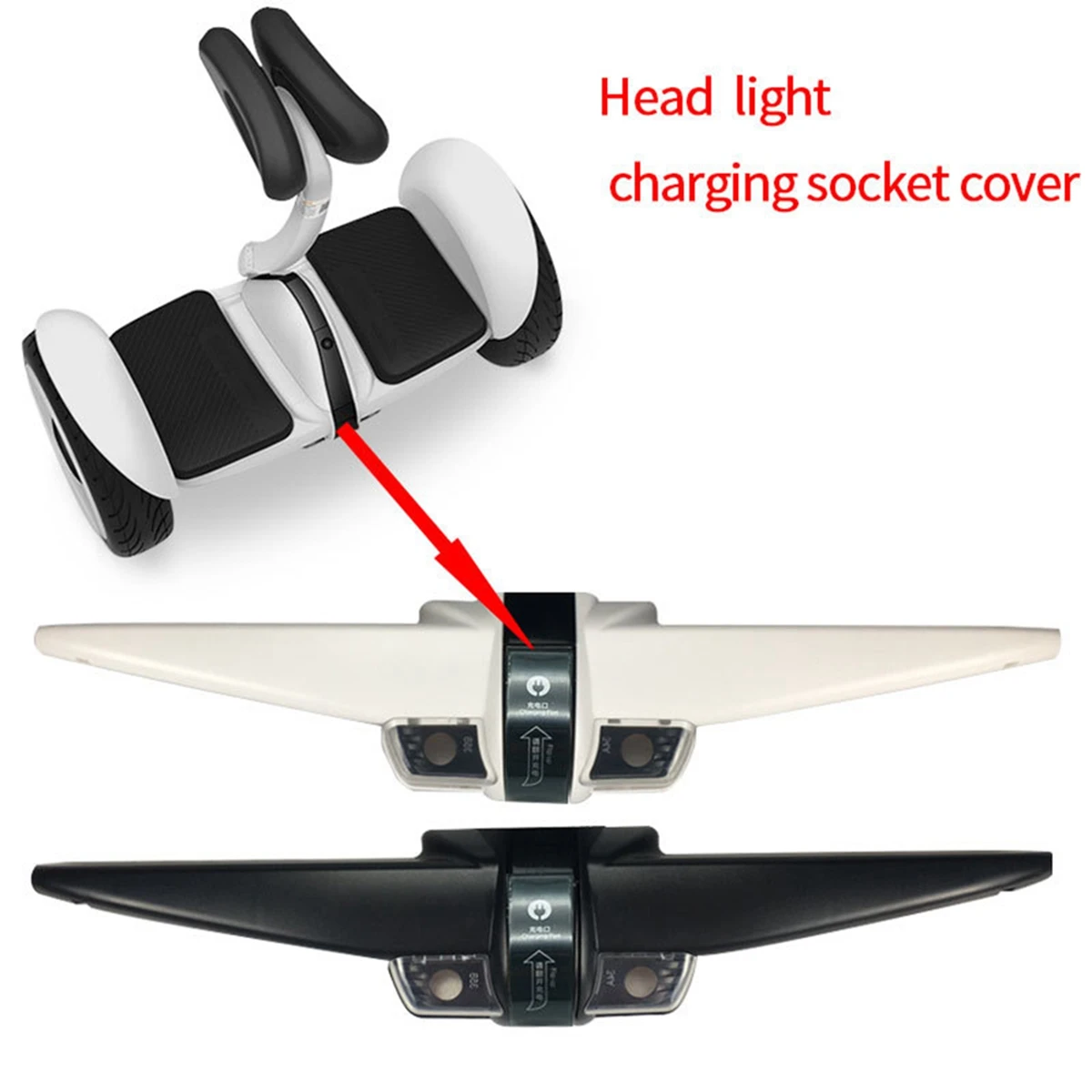 Front Light Cover Assembly for Ninebot Mini S PRO Self-Balancing Scooter Front Trim Assembly Accessories, Front Black XQ