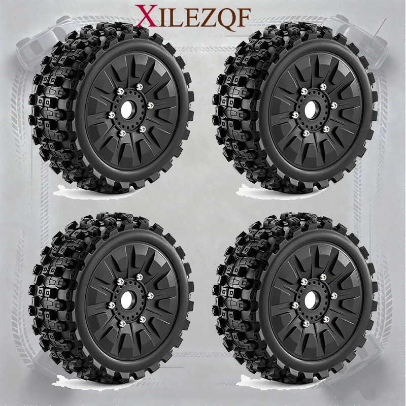 4PCS 118*42mm Off‑Road Buggy Wheels & Tires for 1/8 ARRMA Typhon 3S/6S BLX Traxxas Jato Upgrade Parts