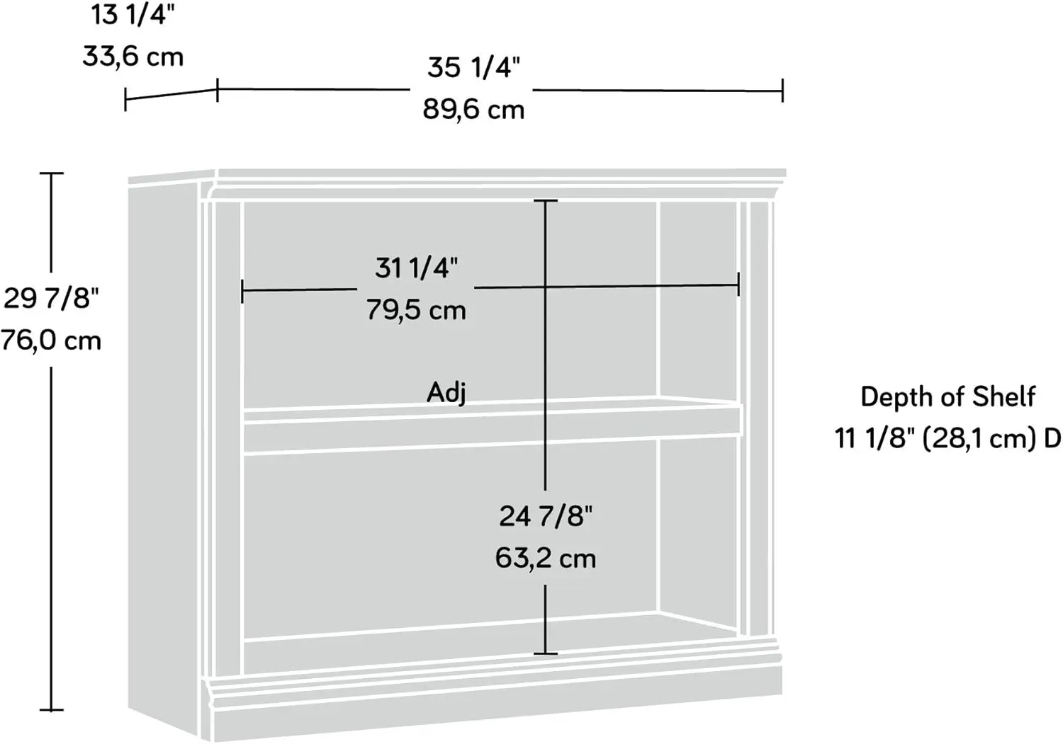 2-Shelf Adjustable Bookcase Storage Unit with Select Cherry Finish Living Room Easy Assembly Engineered Wood Tiered Shelf