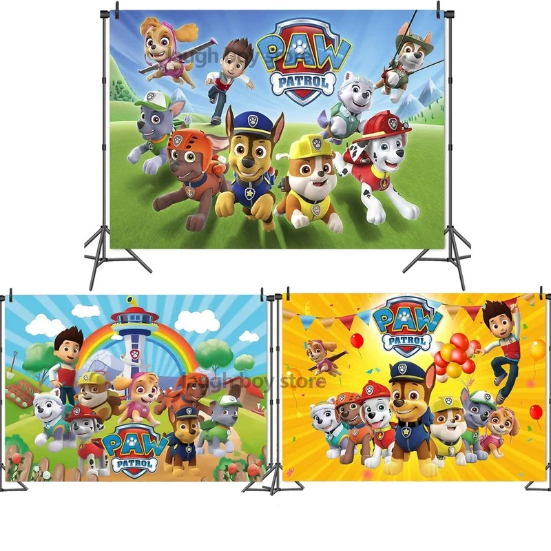 Original paw patrol party background decoration children birthday poster template photography background dog happy partysupplies