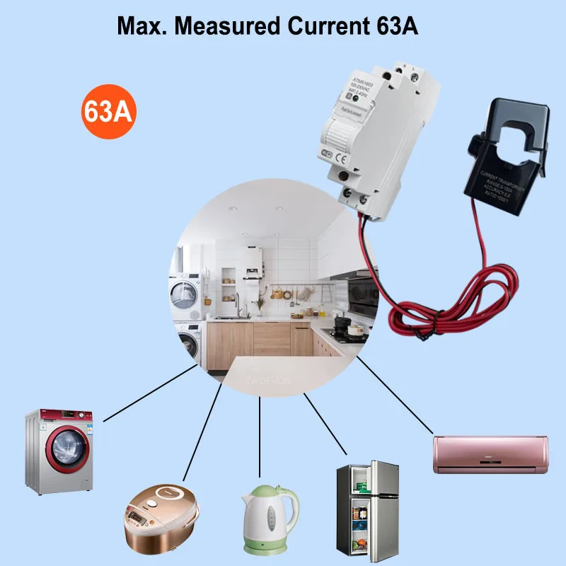 Smart Life WLAN-Energiemessgerät mit 63A Stromzangenwandler App KWh Stromverbrauchsmonitor Stromstatistik 100-230V 50/60Hz – Detail 4