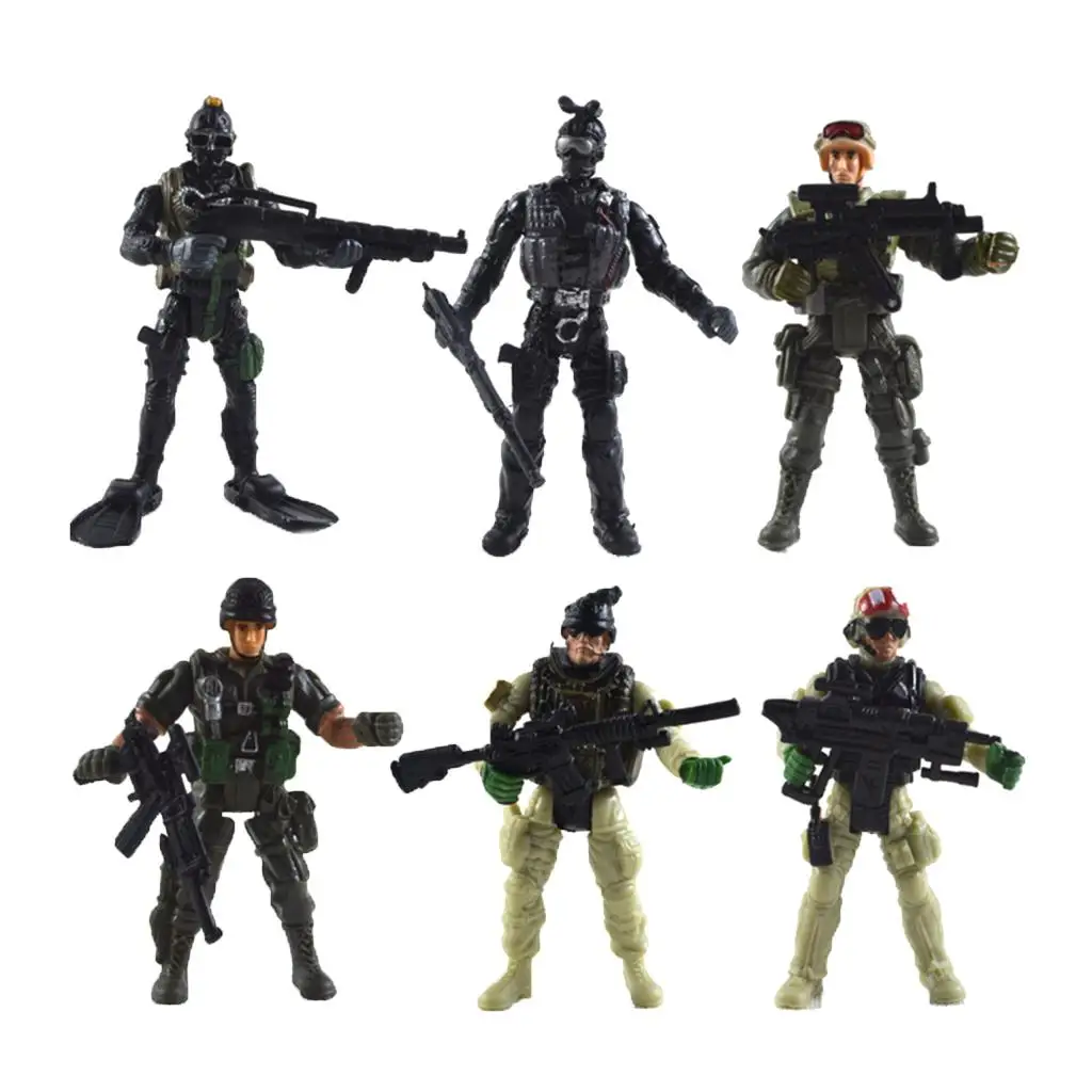 6pcs/set Plastic Movable Jointed Soldiers Model Set Toy Children Toys