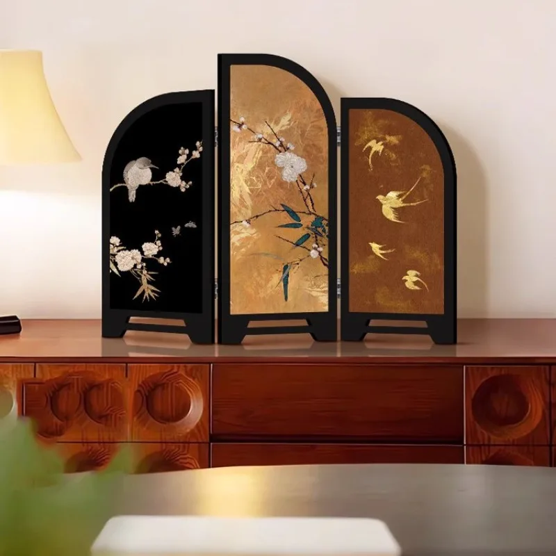 Vintage Chinese Style Desktop Screen Ornament High End Home Decor For Living Room TV Stand Console Table Tea Table