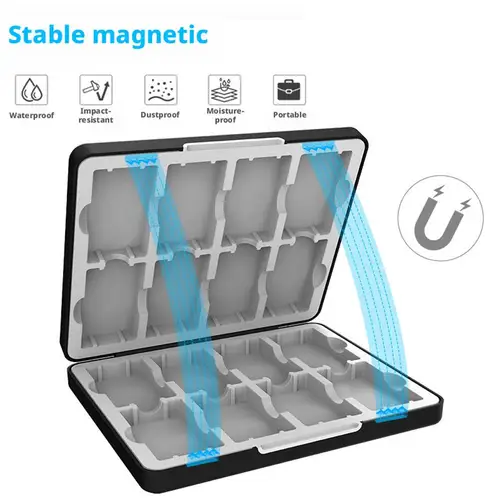 Imagen 1 del producto Caja de almacenamiento portátil 16 en 1 para tarjetas de juego GBA BOY ADVANCE, caja de almacenamiento magnética, accesorios para consolas de juegos a prueba de polvo y anticaída