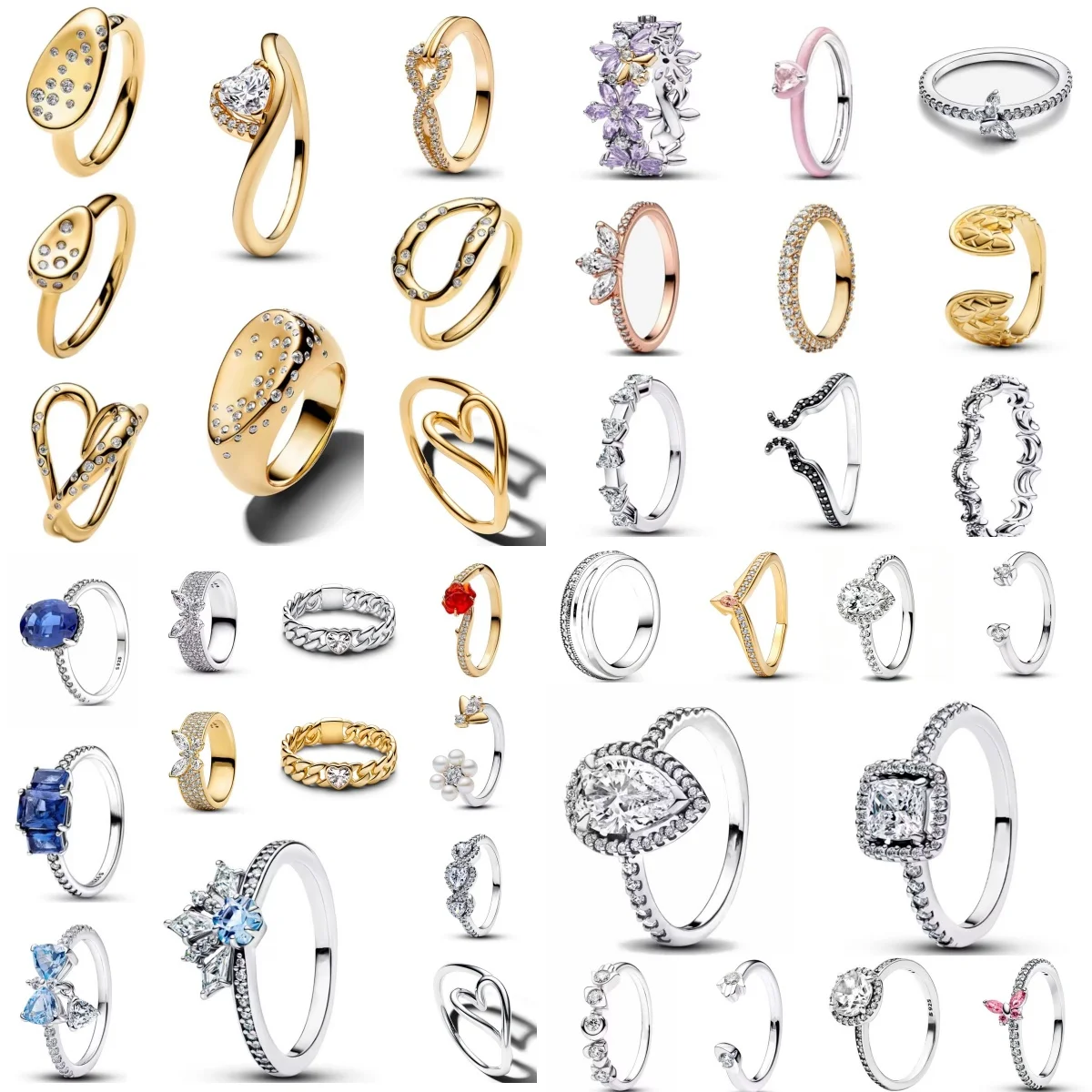 Valentine's Day 925 Silver Bow Flower Love Gemstone Ring, Suitable for Fashion Parties, Festivals, Women's Jewelry Gifts