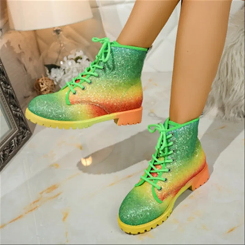 Color-blocking Thick-soled Wear-resistant Non-slip Casual Boots Lightweight Soft-soled Low-top Boots Women's Shoes