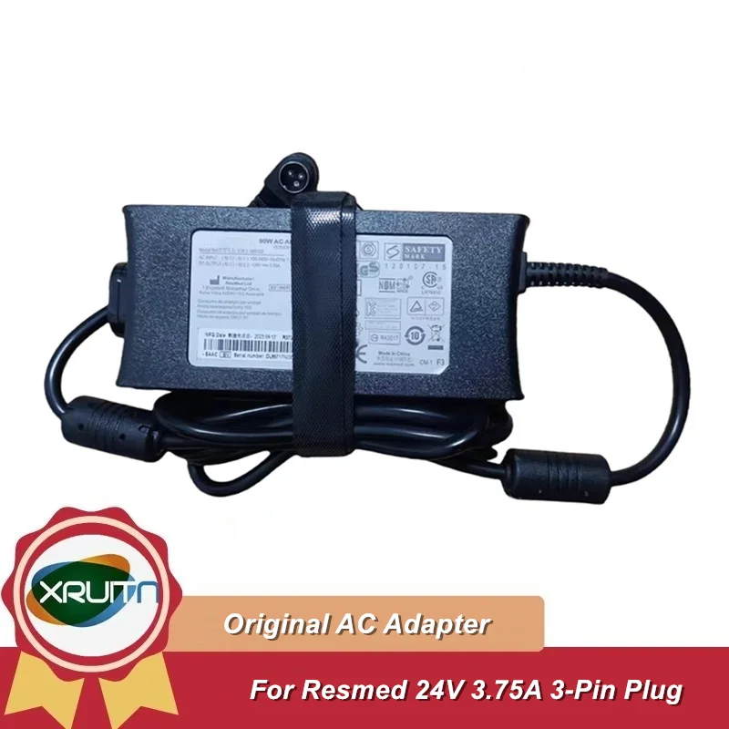 Adattatore CA originale 90W 369102 Caricatore di alimentazione 24V 3.75A per ResMed S9 AutoSet CPAP S9 IP21 S9 SERIE CPAP Dispositivo di sospensione 3 pin
