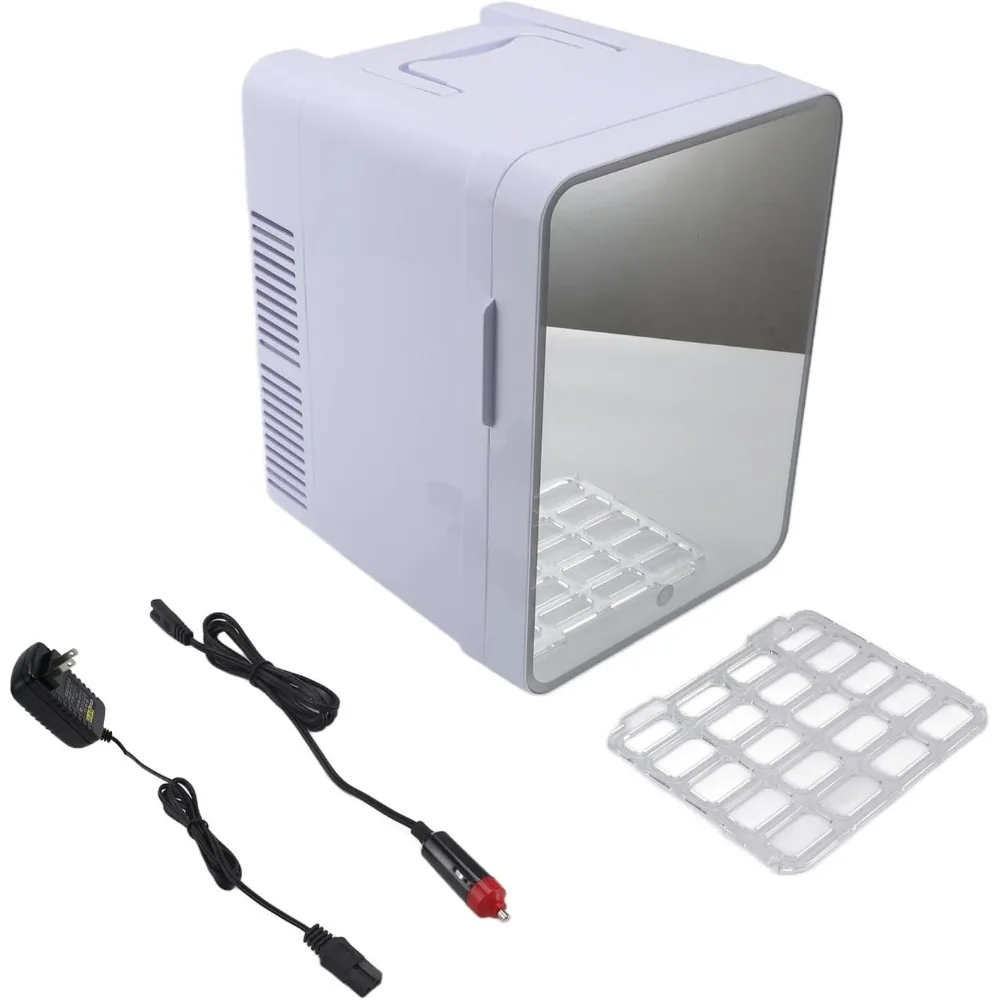 ثلاجة صغيرة للعناية بالبشرة، ثلاجة تجميل صغيرة محمولة سعة 10 لتر مع مرآة LED قابلة للتعتيم للتبريد والمكياج/العناية بالبشرة