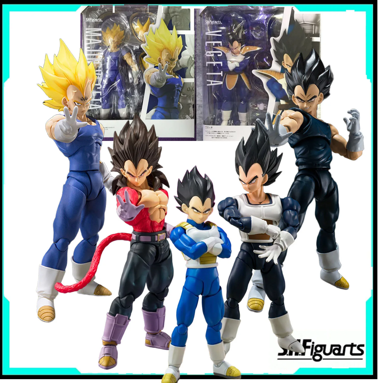 

SHF Dragon Ball Super Saiyan 3 SSJ3 Vegeta Goku Vegito Articulated Figure Anime Color Official Licensed Boxed Collectible