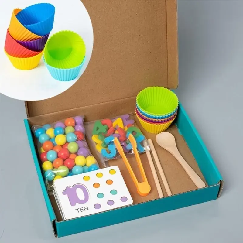 Jogo contas tabuleiro conjunto números e cores, conjunto jogo para pré-escolar, criança, conceito