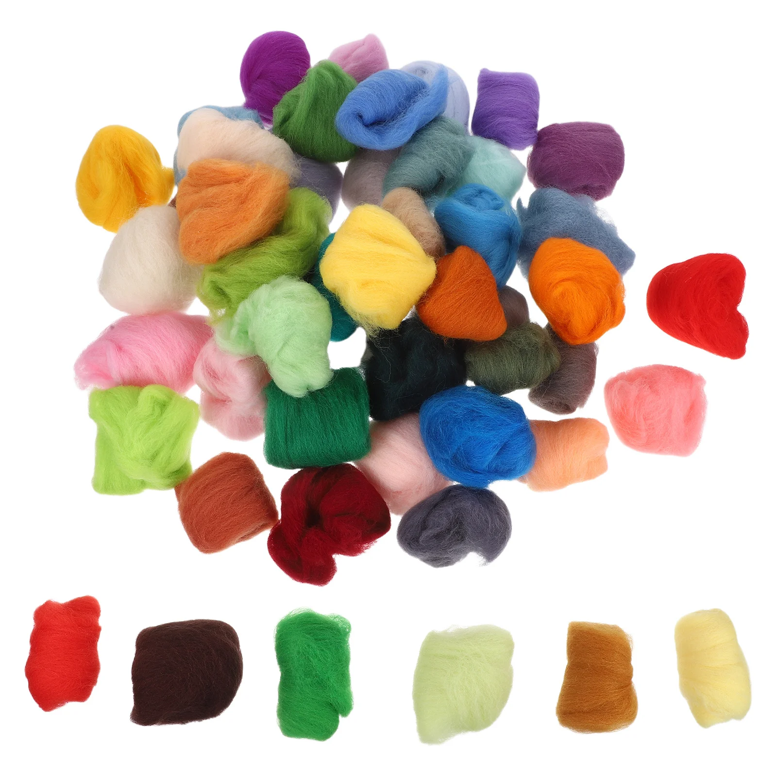

50Pcs Needle Felting Wool Soft Colored Roving Strips for DIY Felt Projects Handmade Material Wool Roving for Crafts