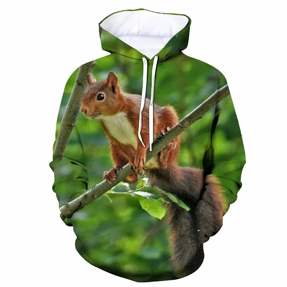 Summer Funny Squirrel Hoodies Animal 3D Print Women Men Streetwear Oversized Pullovers Hoodie Hooded Sweatshirts Woman Tops Clot